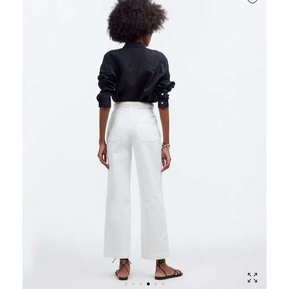 Madewell X Lisa Says Gah The perfect Wide Leg Crop Jeans Eyelet White 29 NWT - Picture 2 of 11